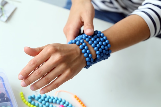 Beauty, fashion. Lovely, blue bracelet