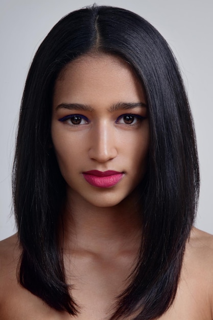 Beauty indian woman with a magenta bright llips