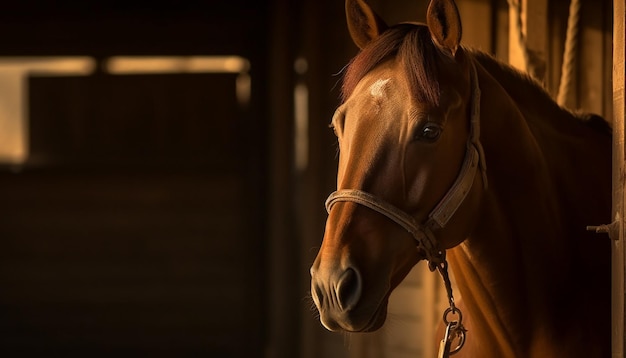 Free photo beauty in nature close up of majestic stallion generated by ai