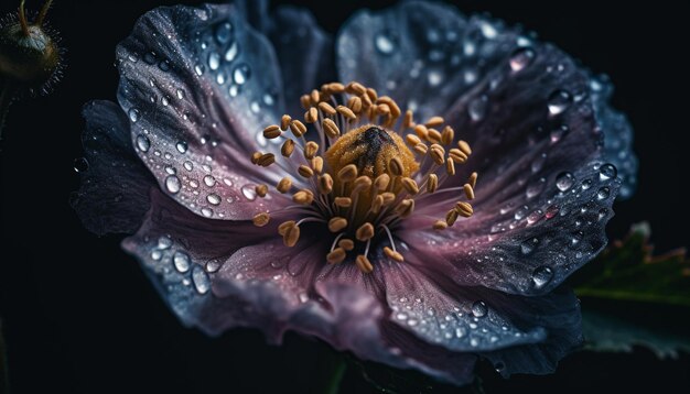 Beauty in nature Close up of wet petals generated by AI