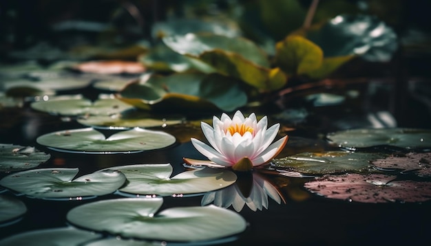 Free photo beauty in nature lotus water lily elegance generated by ai