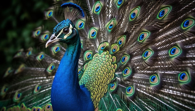 Foto gratuita beauty peacock uccello esotico animale generato dall'ia generativa ai