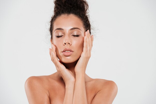 beauty portrait of a young sensual woman with healthy skin