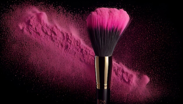 Beauty product glamour in pink shade make up collection generative AI