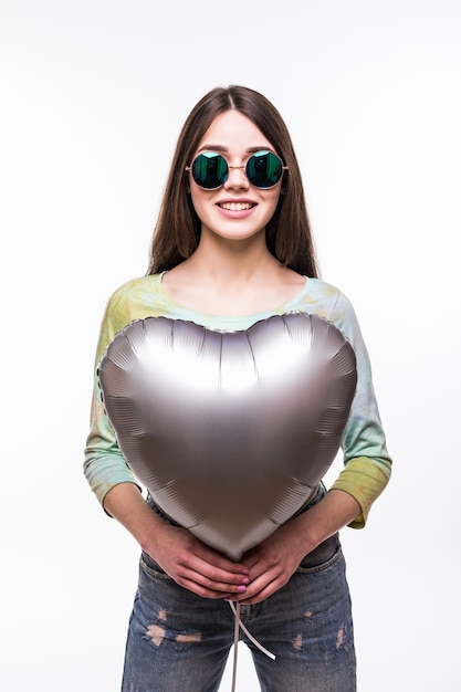 Free photo beauty smile woman with balloon isolated