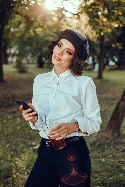 Beauty woman portrait in the street, outdoor portrait, fashion model