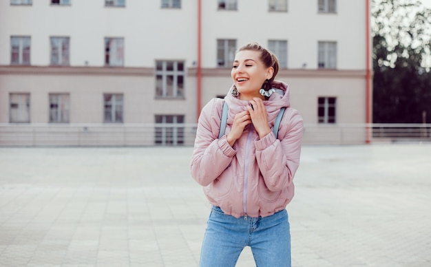 Beauty woman portrait in the street, outdoor portrait, fashion model