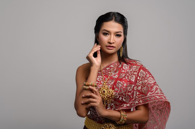 Beautyful Thai woman wearing Thai dress