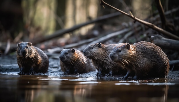 Free photo beavers in a river, germany