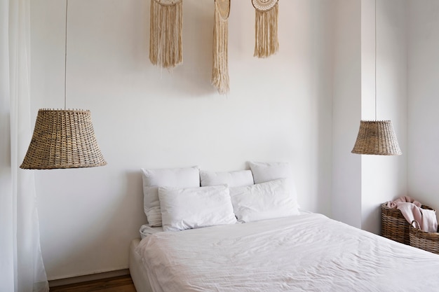 Бесплатное фото Дизайн интерьера спальни для зум-звонков
