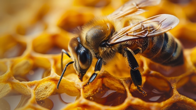 Free photo bee farm close up