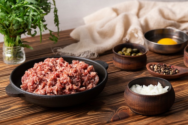 Free photo beef steak tartar still life