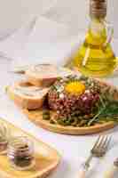 Free photo beef steak tartar still life