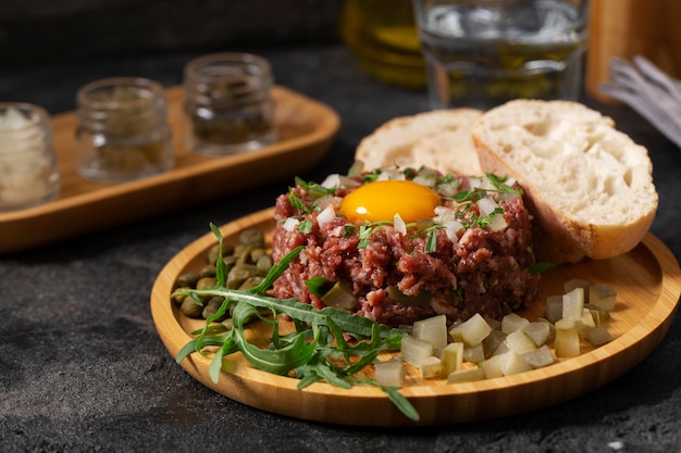 Free photo beef steak tartar still life