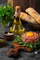 Free photo beef steak tartar still life