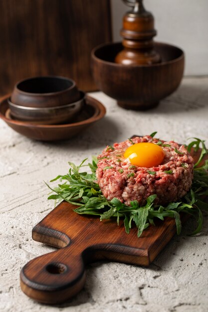 Beef steak tartar still life