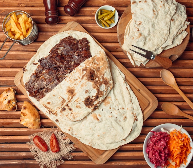 Beefsteak with mexican tortilla