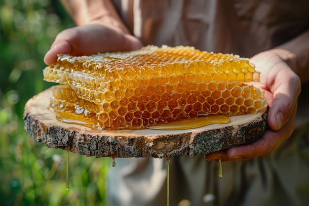 Бесплатное фото Пчеловод, работающий на пчелиной ферме