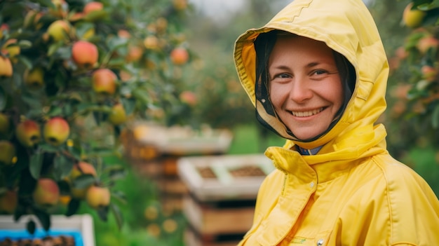 Beekeeper working at  bee farm