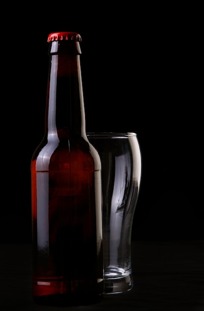 Beer bottle and glass