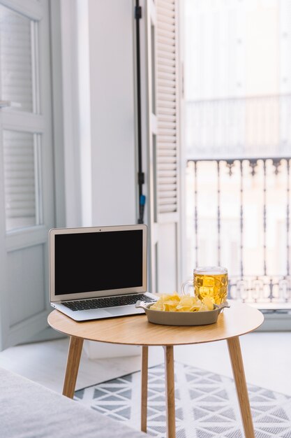 Beer concept with laptop