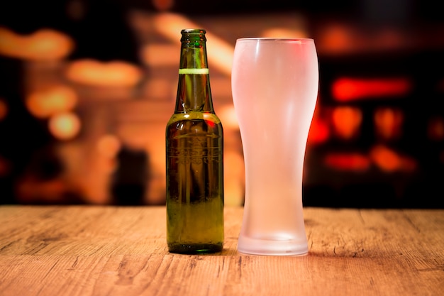 Beer glass and bottle