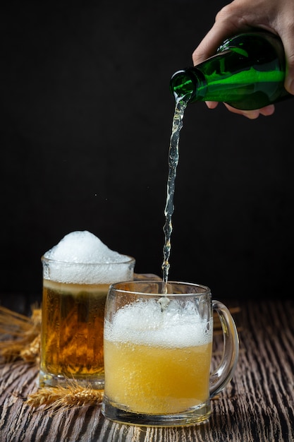 Beer with crispy fish hors d'oeuvres, World Beer Day.