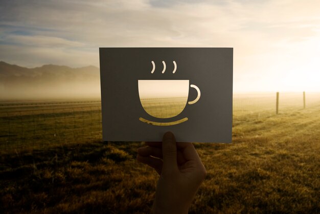 Начало нового дня с чашкой кофе с перфорированной бумагой