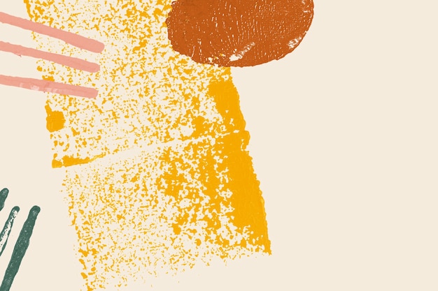 Бесплатное фото Бежевый блок печати фон с абстрактным желтым прямоугольником