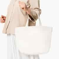 Free photo beige canvas tote bag with design space