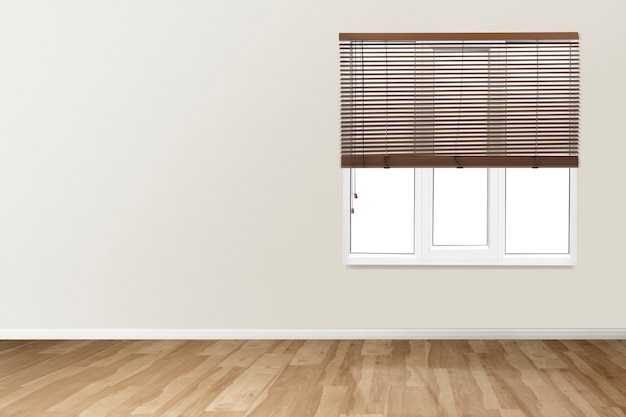 Free photo beige empty room with windows authentic interior design