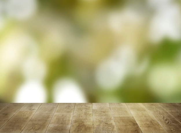 Beige wooden planks with blurred natural