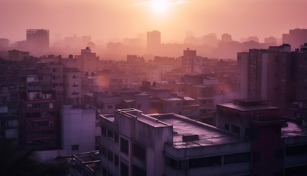 Lo skyline di pechino si illumina al tramonto crepuscolare blu generato dall'intelligenza artificiale