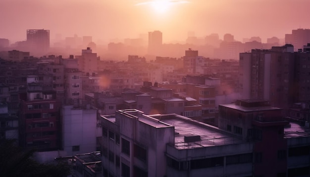 Foto gratuita lo skyline di pechino si illumina al tramonto crepuscolare blu generato dall'intelligenza artificiale