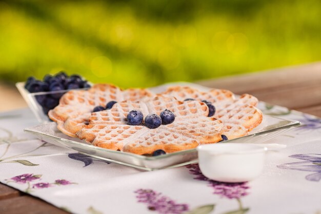 Belgian waffles taste the best with blueberry