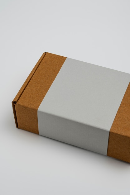 無料写真 腹帯の浮きりのボックスモックアップデザイン