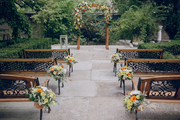 Benches with flowers