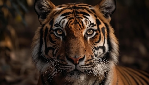 Foto gratuita la tigre del bengala fissa la maestosa bellezza nella riserva naturale della fauna selvatica generata dall'intelligenza artificiale