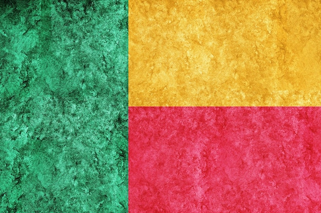 Бенин Металлический флаг, текстурированный флаг, гранж-флаг