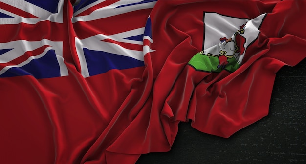 Free photo bermuda flag wrinkled on dark background 3d render