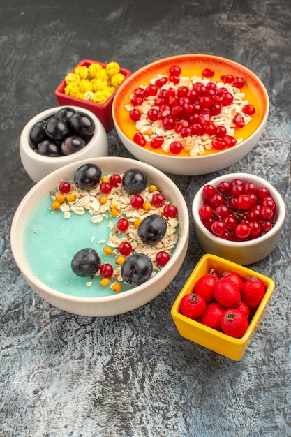 berries colorful berries oatmeal yellow candies pomegranate seeds