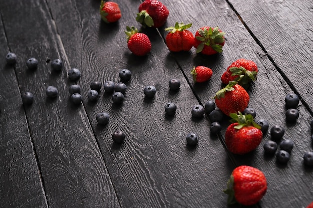 Berries on the wooden table