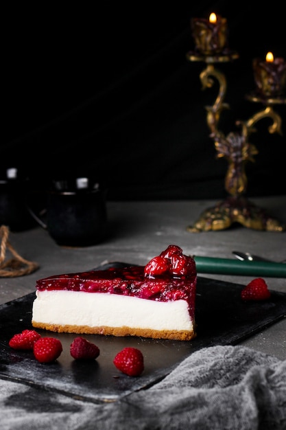 Berry cheese cake on the table