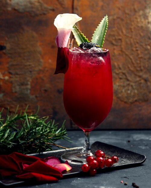 Berry juice with aloe on top