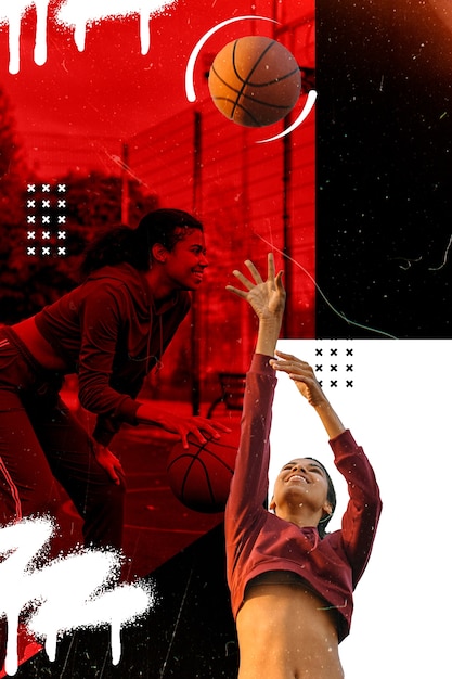 Foto gratuita il miglior design di collage di basket