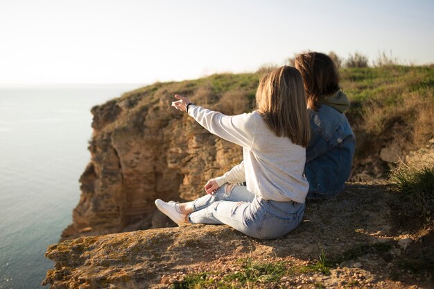 Best female friends side view shot