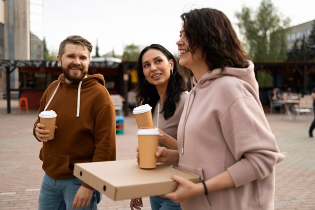 Best friends getting some street food