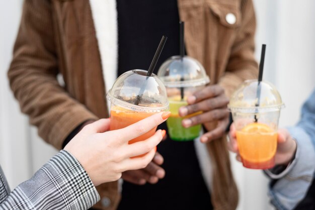 Best friends hanging out while enjoying a delicious drink