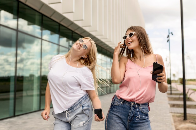 Best friends having fun together outside