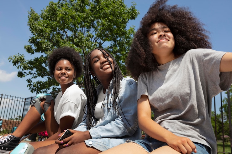 Free Photo best friends spending time together outdoors